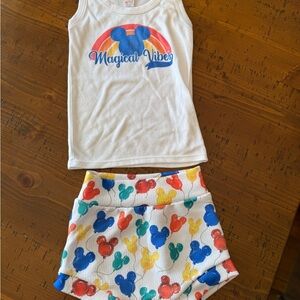 Colorful Mickey Mouse Tank and Shorts Set